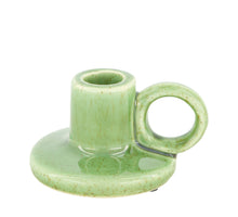 Dinnercandle holder ceramic 10.5x9x6cm Dark green