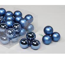 cb. 36 glasballen/wire basic blue 40 mm