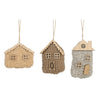 Ornament house dark brown gray l. brown 3 assorted - l13xb10xh4cm