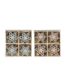 Ornament sneeuwvlok zilv. champ. 2 ass 16 st. l12xb12xh2,5cm