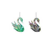 Ornament zwaan groen blauw 2 assorti - l4,5xb5xh10cm