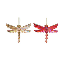 Dragonfly ornament, red and gold, 2 assorted - l14.5 x b1 x h10 cm
