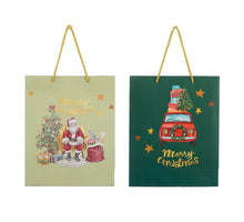 Zak kerst l.groen d.groen 2 assorti - l26xb10xh32cm