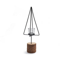 Metal tree candle holder Ø11x43cm black + glass