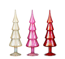 Decorative tree glass red rose gold 3 assorted - h35xd9cm