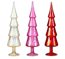 Decorative tree glass red rose gold 3 assorted - h39xd10cm