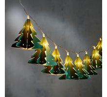 Snoer boom groen w. wit 10 led batt. en timer - l90cm