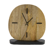 Clock with marble base mango wood 21x5.5x22cm Natural