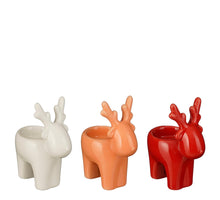 Kandelaar eland rood wit oranje 3 assorti - l10xb5,5xh11,5cm