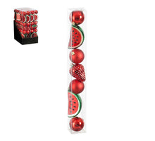 Ornament aardbei kerstbal rood 7 stuks - d6cm