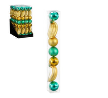 Ornament banaan kerstbal goud groen 7 stuks - d6cm