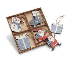 Wooden Xmas hanger 7cm colored 8pcs