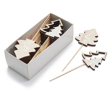 Wooden Xmas tree pick 7cm 24pcs