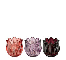 Theelicht houder roze lila paars 3 assorti - h6,5xd7cm