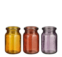 Sally vaas glas geel lila perzik 3 assorti - h14xd8cm