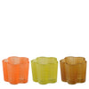 Mondy tea light holder brown lime orange 3 assorted - h6xd7cm