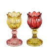 Tea light holder tulip pink purple 2 assorted - h15xd8cm