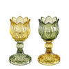 Tea light holder tulip yellow green 2 assorted - h15xd8cm