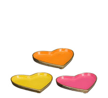 Decoratie schaal hart roze oranje geel 3 assorti - l11xb10xh1,5cm - aluminium