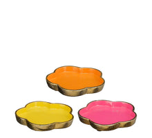 Decoratie schaal bloem roze oranje geel 3 assorti - h1,5xd11cm - aluminium