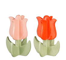 Decoratie tulp roze rood 2 assorti - h13,5xd10cm