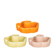 Kandelaar roze l.geel oranje 3 assorti - h4xd9cm