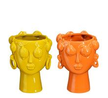 Funny pot geel oranje 2 assorti - h21xd16cm
