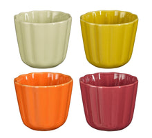 Corfu beker oranje l.groen roze geel 4 assorti - h7,5xd8,5cm