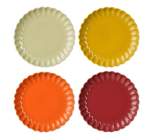 Corfu ontbijtbord oranje l.groen roze geel 4 assorti - h2,5xd21cm