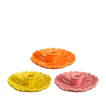 Kandelaar geel oranje roze 3 assorti - h4xd13cm