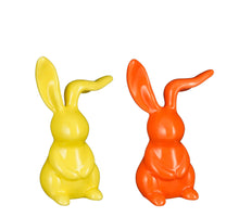 Decoratie konijn oranje geel 2 assorti - l7,5xb5,5xh12,5cm