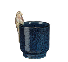 Pot rond vogel blauw - h17xd11cm