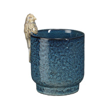 Pot rond vogel blauw - h18,5xd12cm
