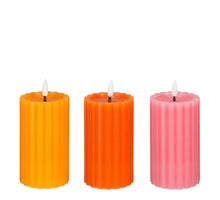Kaars led terra roze 3 assorti battery operated en timer - h12,5xd7cm