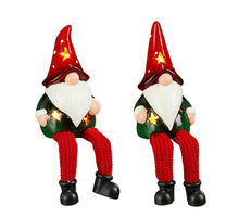Decoratie gnoom dangle rood 2 assorti led battery operated - l6,5xb6xh19cm
