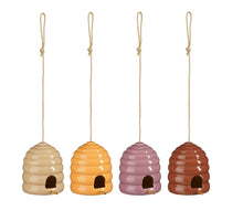 Vogelhuis bijenkorf d.rood d.roze geel creme 4 assorti - h18xd14cm