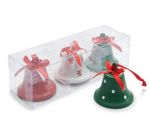Xmas bell hanger 6,5cm red/white/green 3pcs