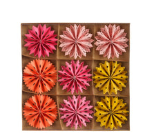 Ornament sneeuwvlok roze geel oranje fuchsia 9 stuks FSC Mix