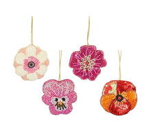 Ornament bloem roze paars rood wit 4 assorti - h1,5xd8cm