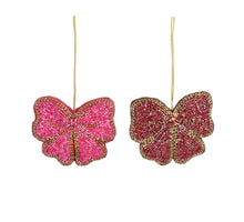Ornament strik roze 2 assorti - l9xb8xh2cm