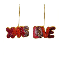 Ornament kerst LOVE roze 2 assorti - l10xb5,5xh2cm