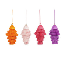 Ornament kroonluchter paars d.roze l.roze oranje 4 assorti - h12xd7cm