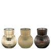 Theelicht houder l.bruin zwart 3 assorti - h13xd11cm