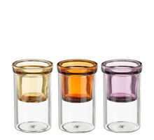 Theelicht houder paars geel oranje 3 assorti - h13,5xd7cm