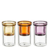 Theelicht houder paars geel oranje 3 assorti - h13,5xd7cm