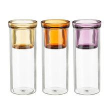 Theelicht houder paars geel oranje 3 assorti - h17xd7cm