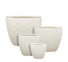Diamond pot ovaal wit set van 4 - l37xb26xh29,5cm