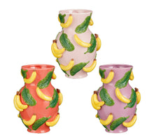 Vaas banaan paars roze oranje 3 assorti - h22xd16cm