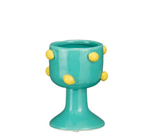 Pot op voet citroen blauw - h11,5xd9,5cm
