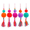 Ornament pom pon oranje fuchsia paars rood groen 5 assorti - h25xd7cm